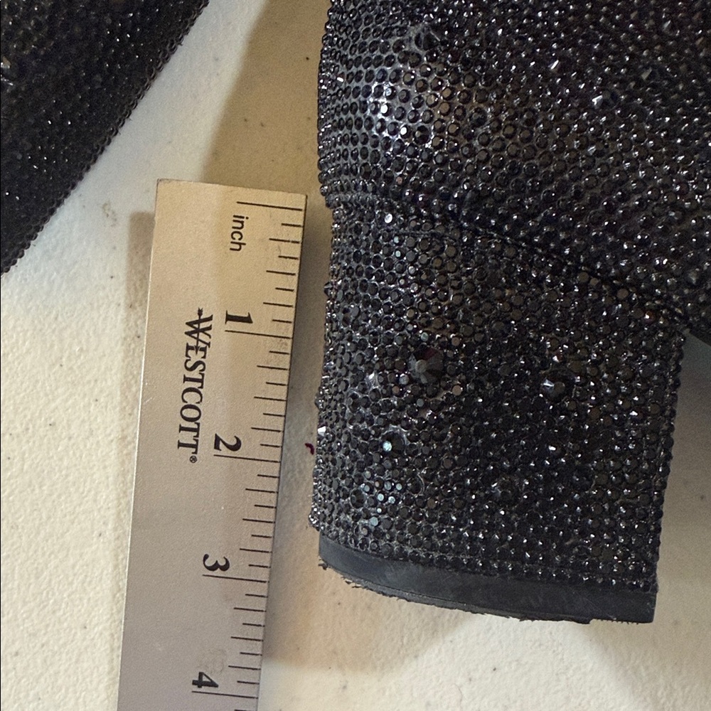 Betsey Johnson Kyla glass stones Black Ankle Booties Size 8 - Picture 7 of 10